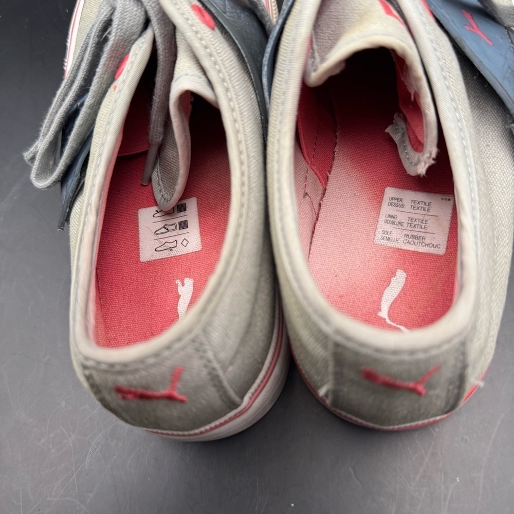 PUMA SPORT LIFESTYLE BLUE GRAY WOMEN'S ATHLETIC SKATE SHOES SIZE 6.5 PINK TRIM - Picture 7 of 12